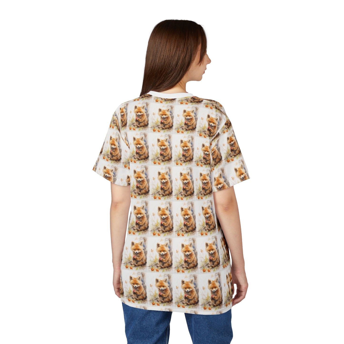 All-Over Print Ginger Cat Pattern Tee — Cute Kitty Repeat Design