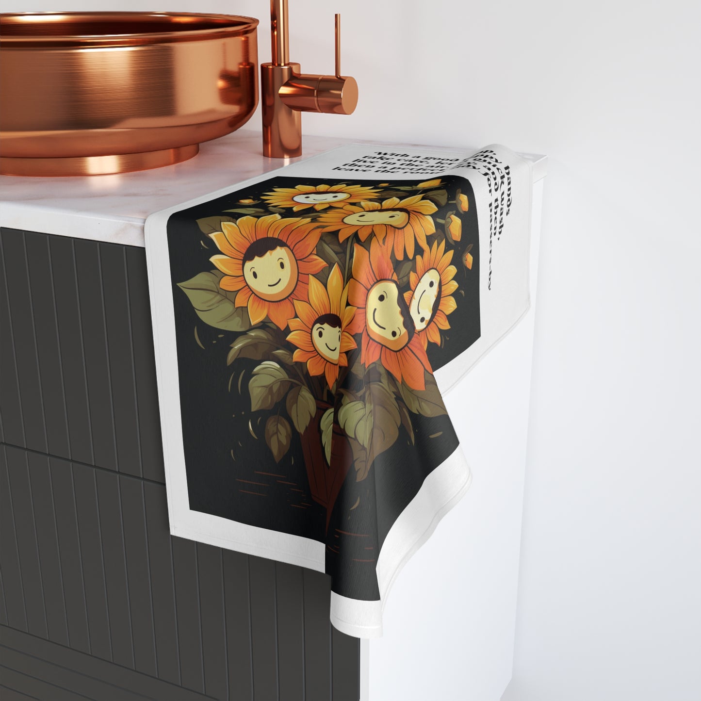 Cheerful Sunflower Hand Towel, Floral Kitchen Decor, Summer Gift, Home Accessories, Bright and Fun Towel for All Occasions