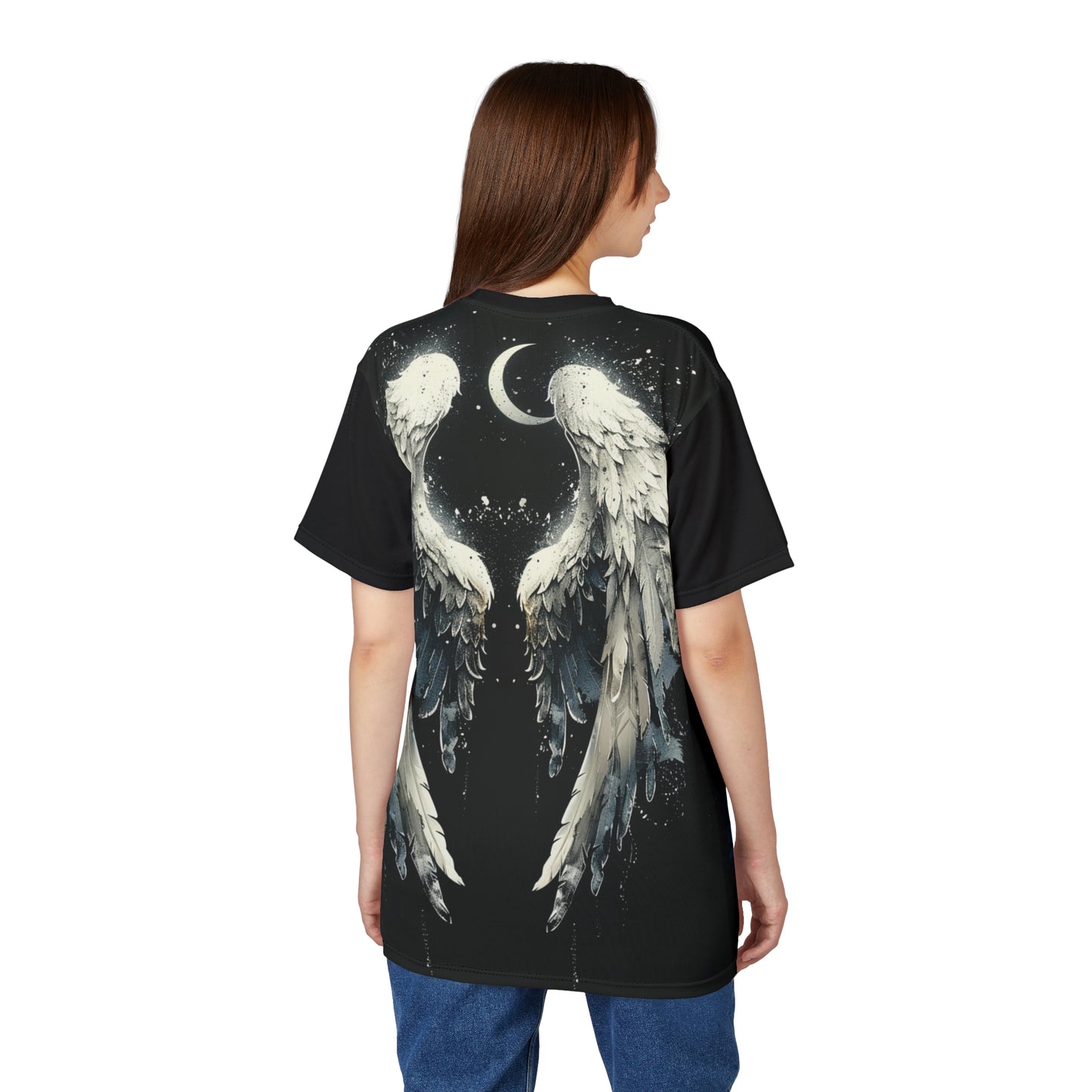 Eye of the Storm Graphic Tee — Blue Abstract Portrait All-Over Print