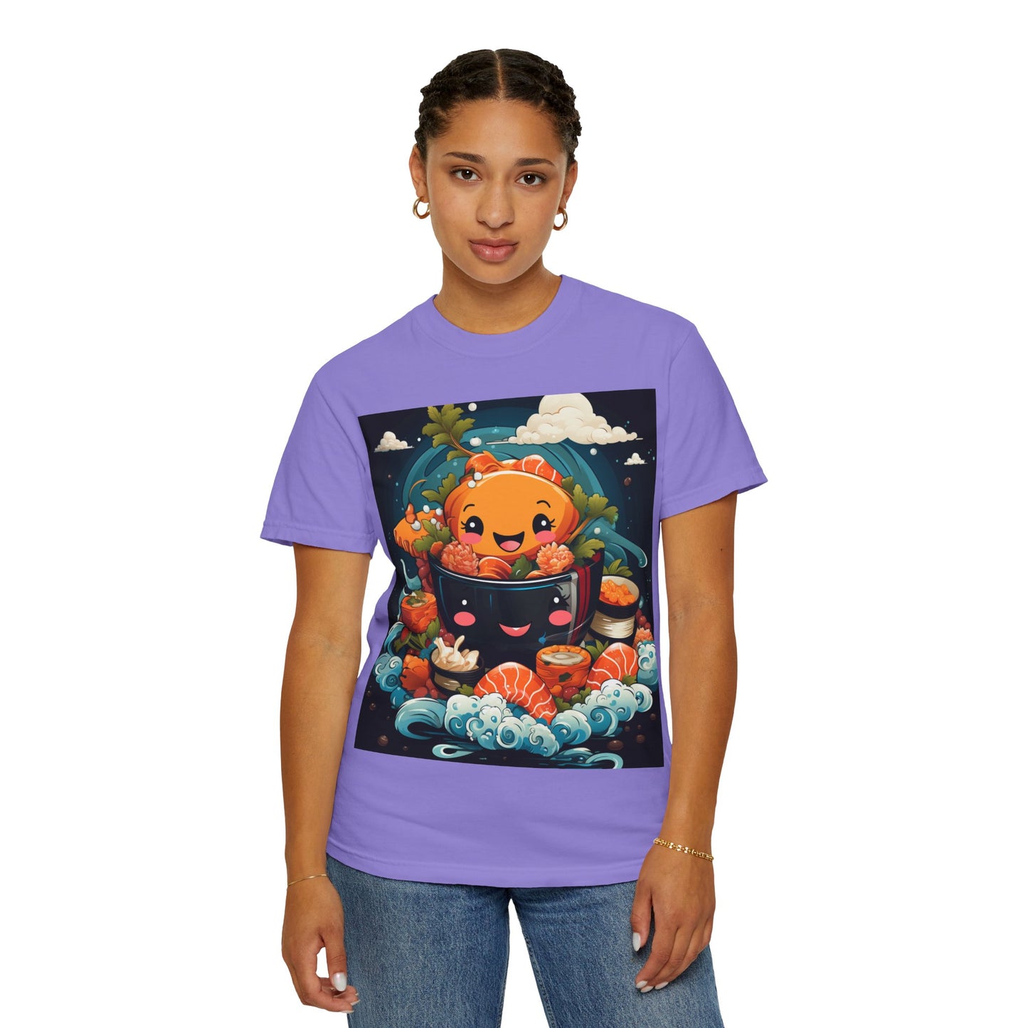 Cute Sushi Unisex T-Shirt, Fun Foodie Tee, Anime Sushi Art Shirt, Gift for Sushi Lovers, Casual Wear, Unique Graphic Tee