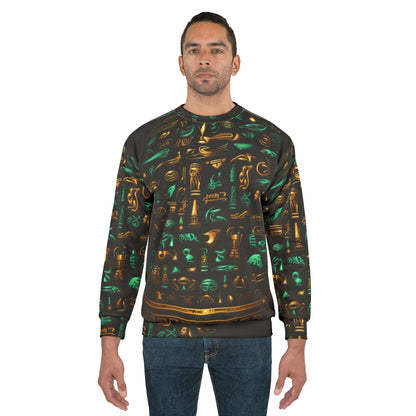 Egyptian Hieroglyphs Sweatshirt — Ancient Symbols All-Over Print