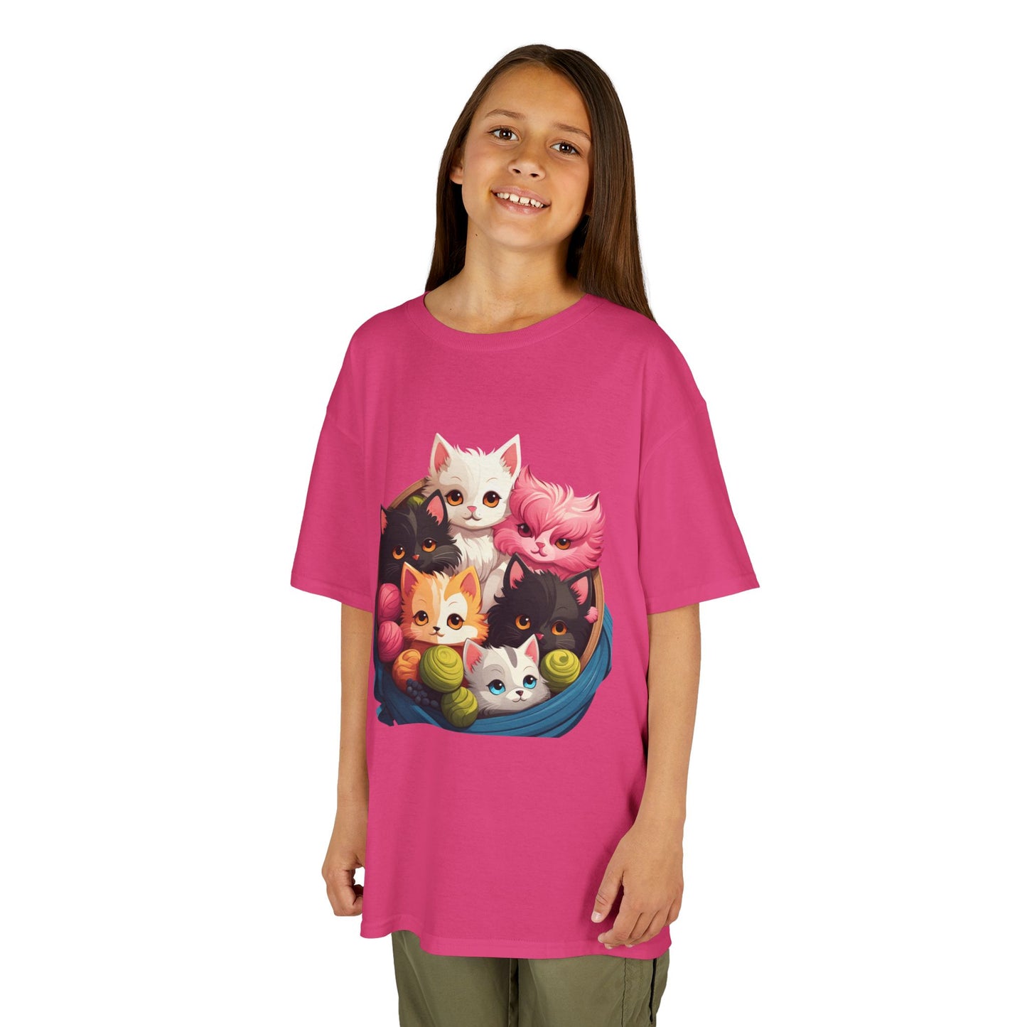 Adorable Cat-Themed Kids Heavy Cotton Tee - Perfect for Animal Lovers, Birthday Gifts, Everyday Wear, Celebration Attire, Cat Enthusiasts