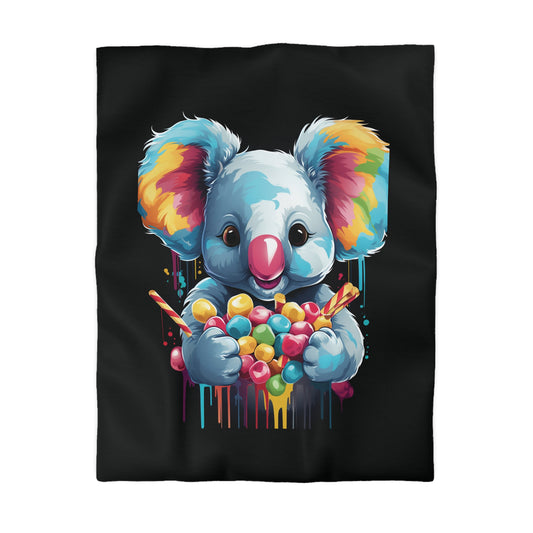 Colorful Koala Microfiber Duvet Cover, Cute Animal Bedding, Kids Room Decor, Gift for Baby Showers, Fun Home Accessories