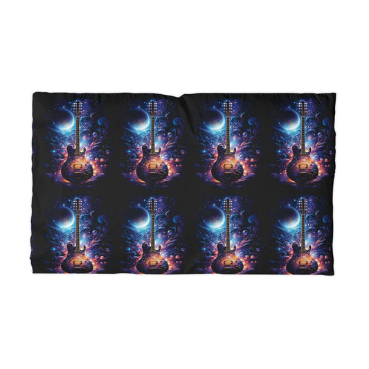 Cosmic Guitar Microfiber Pillowcase, Rock Music Decor, Musician Gift, Bedroom Accent, Relaxing Sleep, Comfortable Bedding