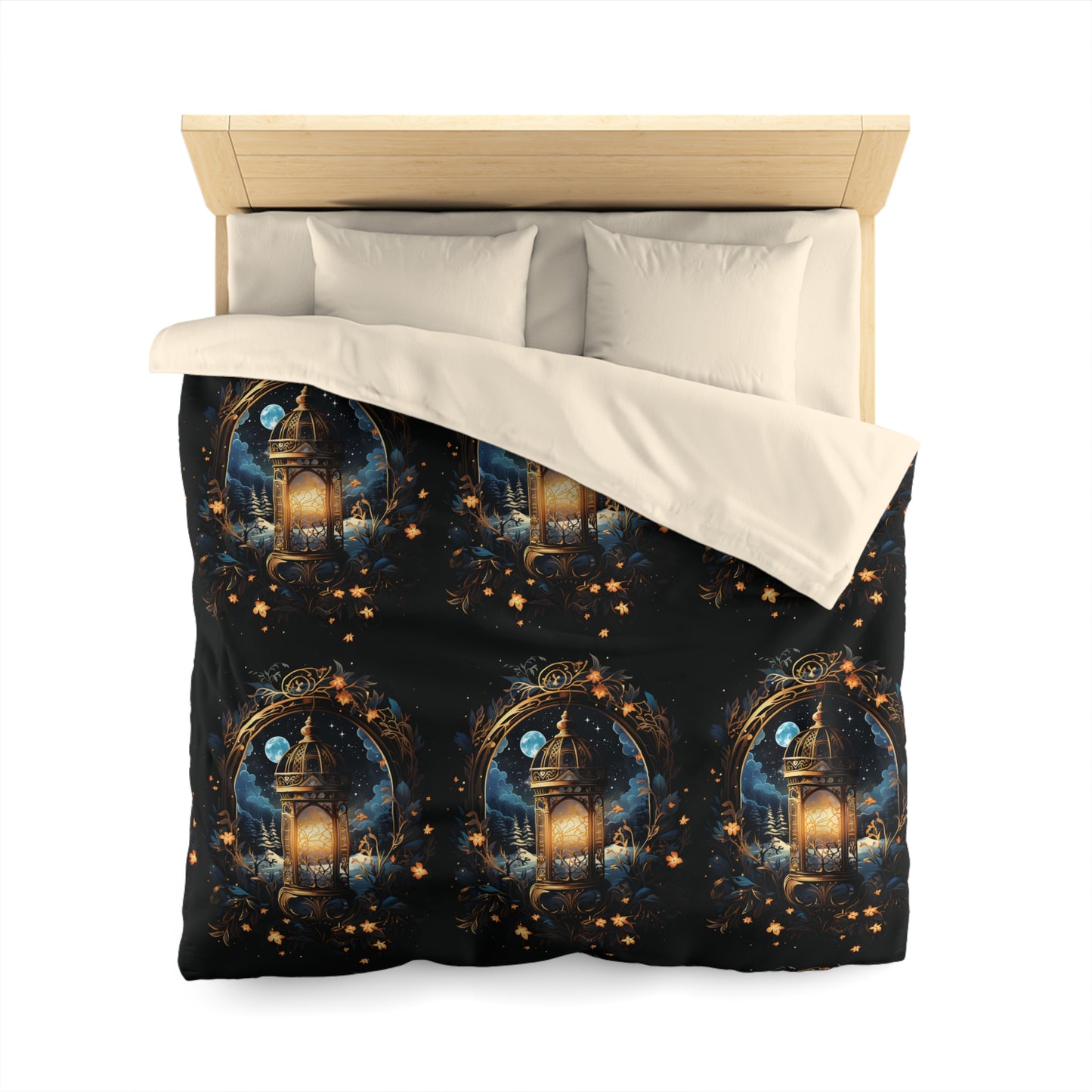Cozy Lantern Microfiber Duvet Cover, Night Decor, Boho Bedding, Gift for Homeowners, Bedroom Makeover, Magical Atmosphere