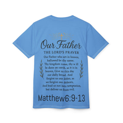 Easter Cross Tee — Rose-Wrapped Cross with Lambs All-Over Print