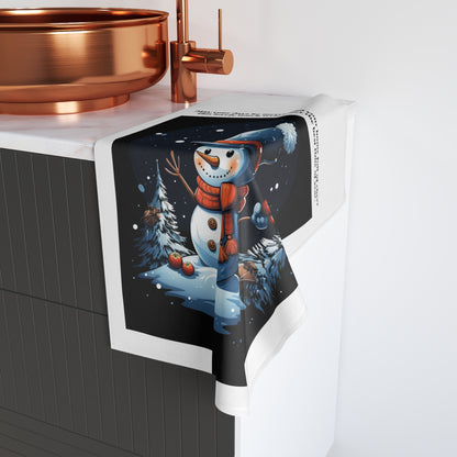 Festive Snowman Hand Towel | Cute Holiday Towel, Winter Decor, Kitchen Towel, Christmas Gift, Snowman Decor