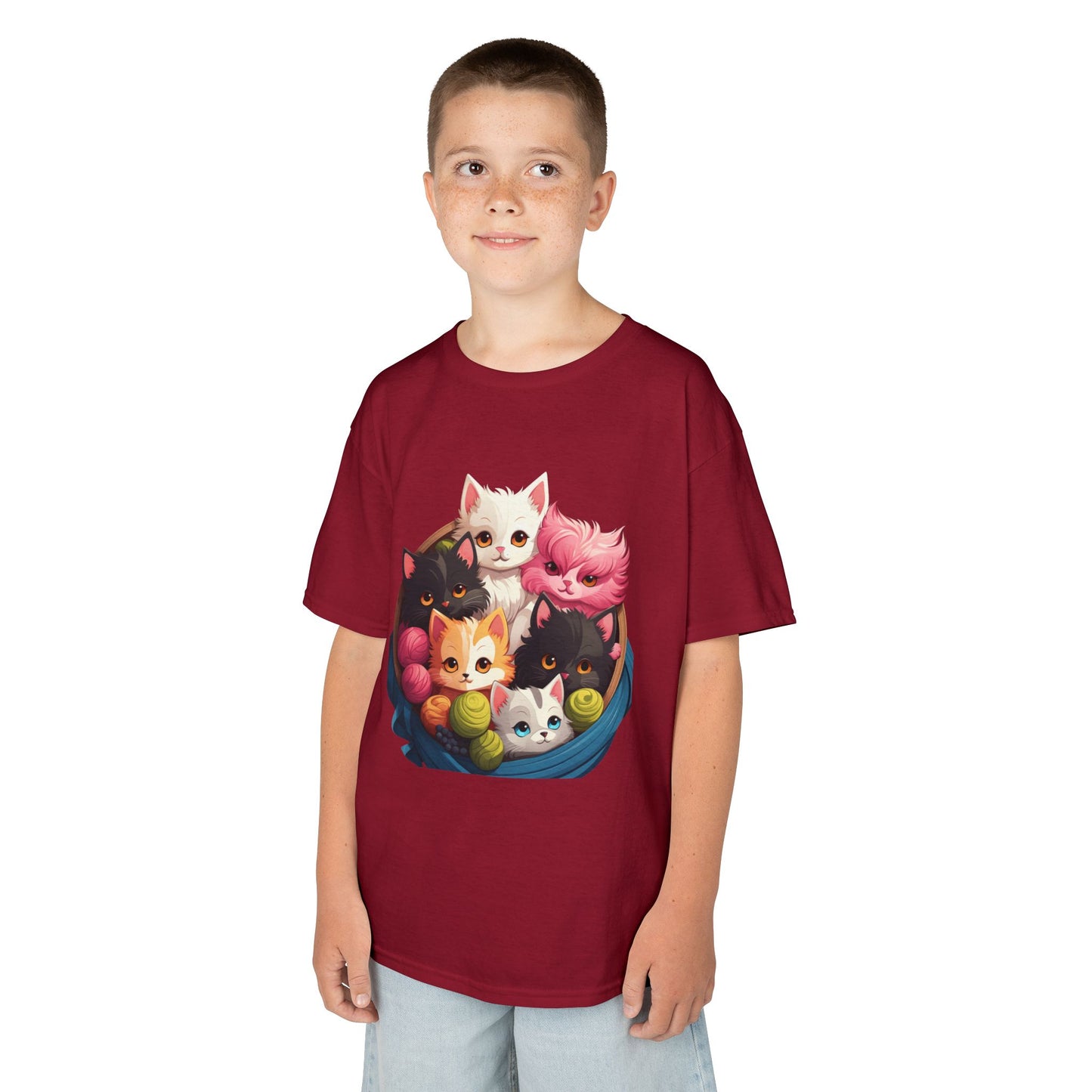 Adorable Cat-Themed Kids Heavy Cotton Tee - Perfect for Animal Lovers, Birthday Gifts, Everyday Wear, Celebration Attire, Cat Enthusiasts