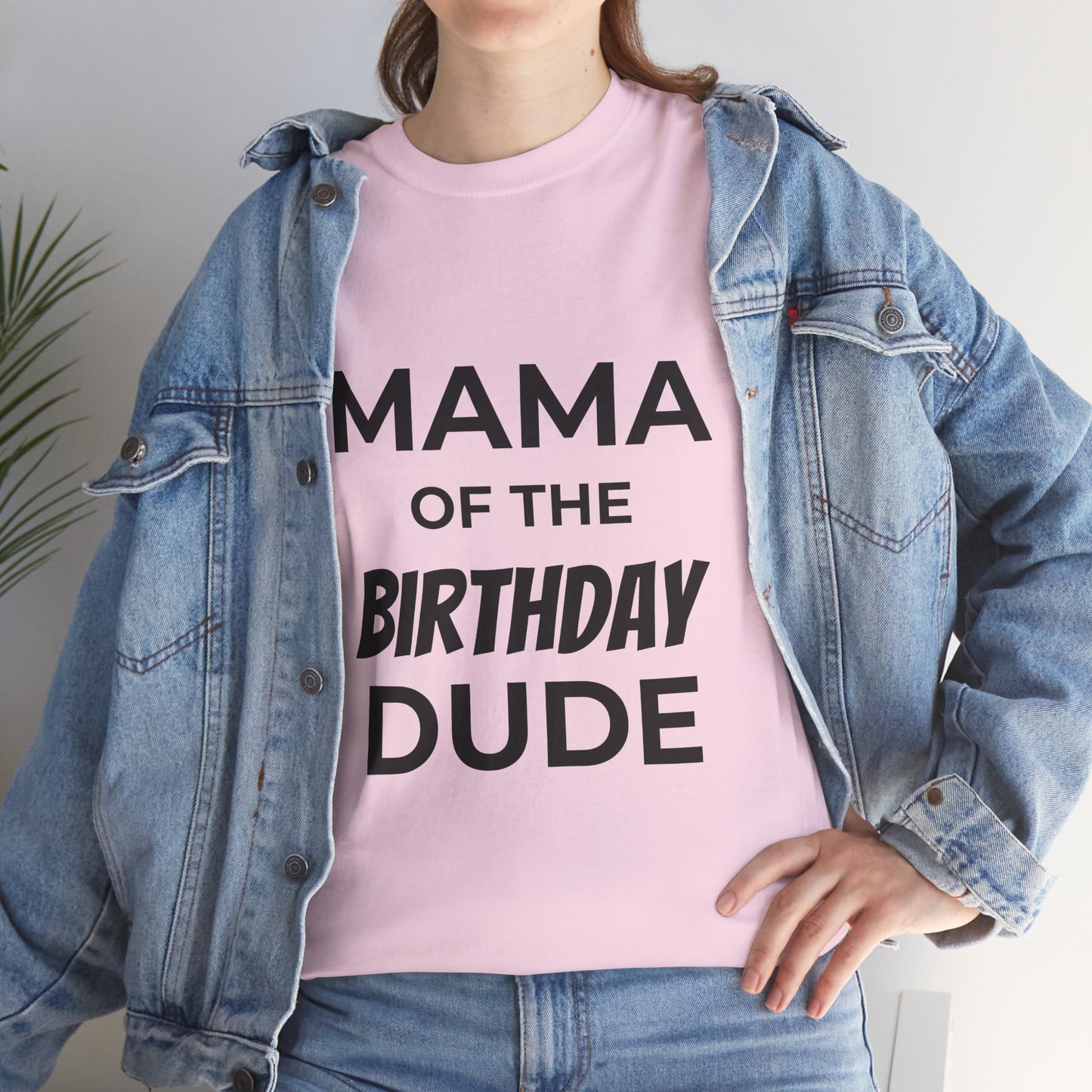 Mama of the Birthday Dude Unisex Heavy Cotton Tee, Birthday Gift Shirt, Mama Tee, Funny Mom T-Shirt, Family Celebration Shirt