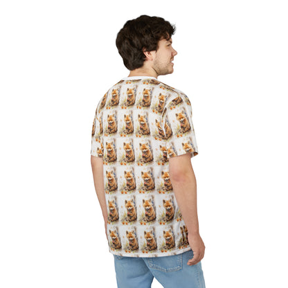 All-Over Print Ginger Cat Pattern Tee — Cute Kitty Repeat Design