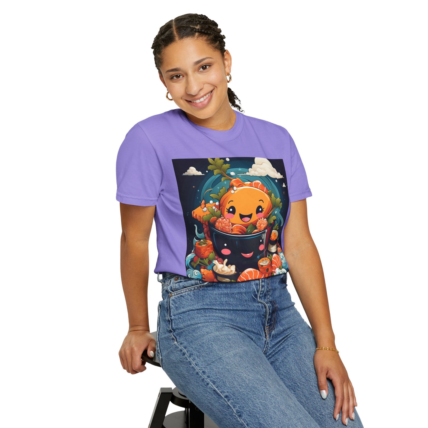 Cute Sushi Unisex T-Shirt, Fun Foodie Tee, Anime Sushi Art Shirt, Gift for Sushi Lovers, Casual Wear, Unique Graphic Tee