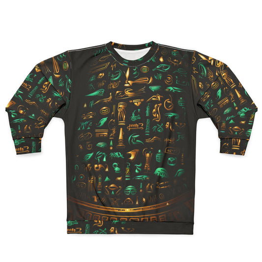 Egyptian Hieroglyphs Sweatshirt — Ancient Symbols All-Over Print