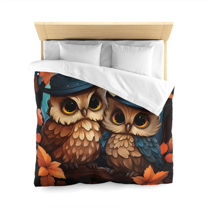 Whimsical Owl Duvet Cover - Cozy Home Decor, Bedroom Makeover, Cute Bedding for Nature Lovers, Autumn Vibes, Gifts for Animal Lovers