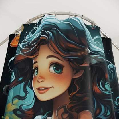 Magical Underwater Shower Curtain, Fantasy Bathroom Decor, Mermaid Illustration, Ocean-Themed Home, Unique Gift for Adults