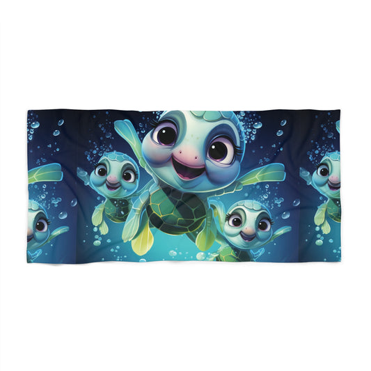Cute Turtle Beach Towel, Summer Beach Blanket, Fun Pool Accessory, Kids Swim Towel, Ocean-themed Gift