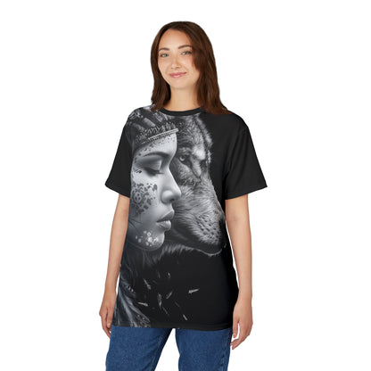 Wolf Spirit Tee — Tribal Woman & Wolf All-Over Print Shirt