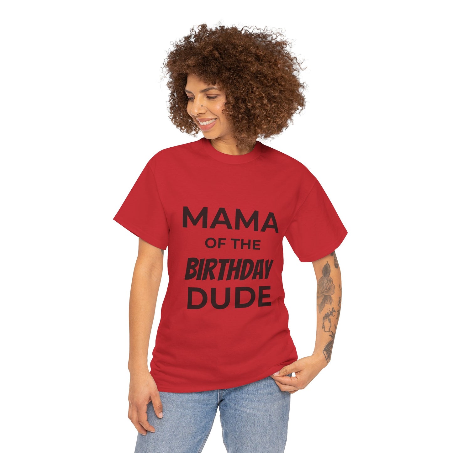 Mama of the Birthday Dude Unisex Heavy Cotton Tee, Birthday Gift Shirt, Mama Tee, Funny Mom T-Shirt, Family Celebration Shirt