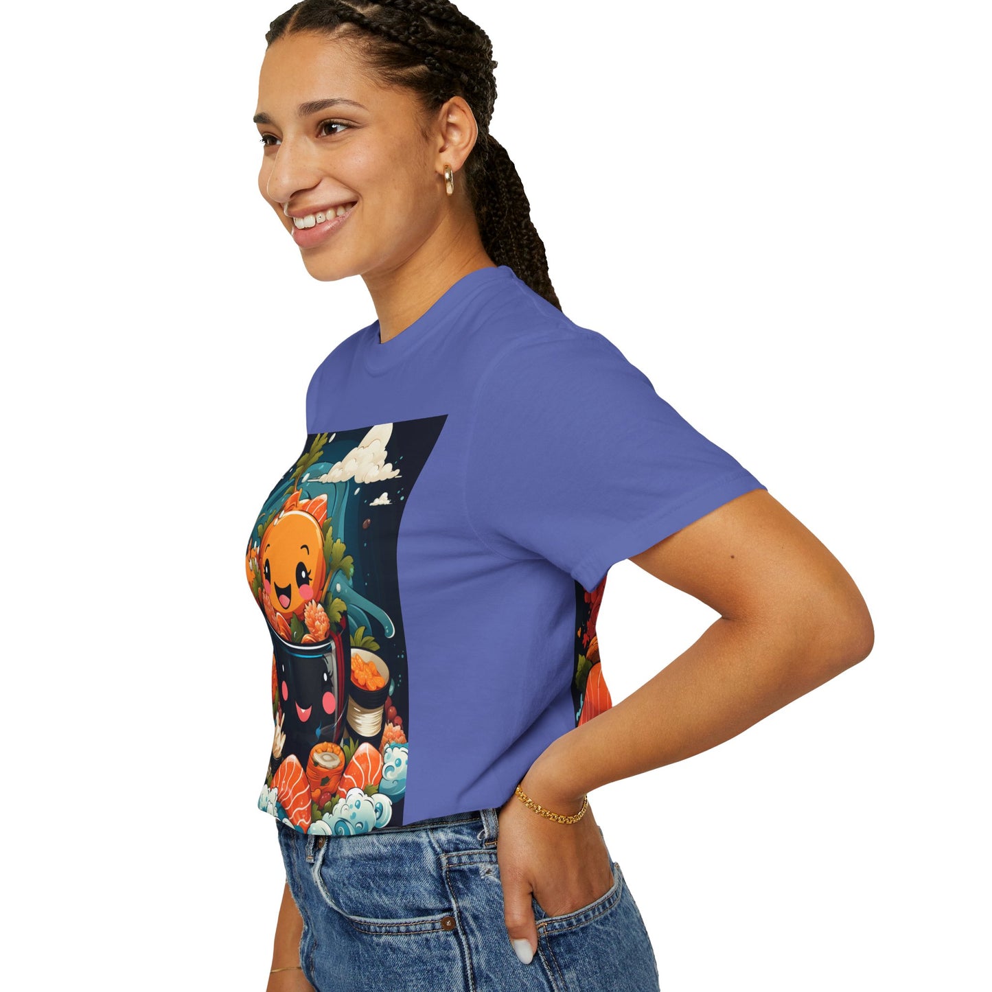 Cute Sushi Unisex T-Shirt, Fun Foodie Tee, Anime Sushi Art Shirt, Gift for Sushi Lovers, Casual Wear, Unique Graphic Tee