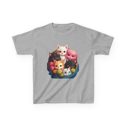 Adorable Cat-Themed Kids Heavy Cotton Tee - Perfect for Animal Lovers, Birthday Gifts, Everyday Wear, Celebration Attire, Cat Enthusiasts