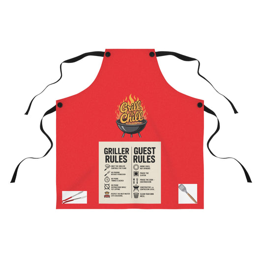 Grill & Chill Apron, Gift for BBQ Lovers, Custom Kitchen Accessory, Perfect for Cooking Parties, Summer Cookouts, Culinary Fun