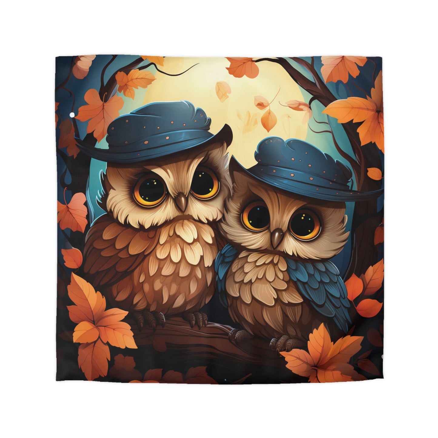 Whimsical Owl Duvet Cover - Cozy Home Decor, Bedroom Makeover, Cute Bedding for Nature Lovers, Autumn Vibes, Gifts for Animal Lovers