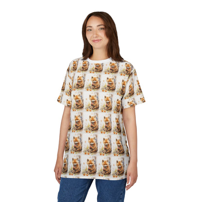 All-Over Print Ginger Cat Pattern Tee — Cute Kitty Repeat Design