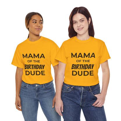 Mama of the Birthday Dude Unisex Heavy Cotton Tee, Birthday Gift Shirt, Mama Tee, Funny Mom T-Shirt, Family Celebration Shirt
