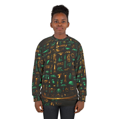 Egyptian Hieroglyphs Sweatshirt — Ancient Symbols All-Over Print