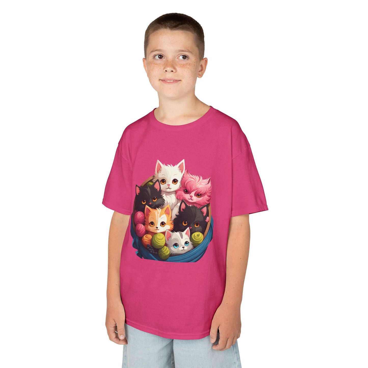 Adorable Cat-Themed Kids Heavy Cotton Tee - Perfect for Animal Lovers, Birthday Gifts, Everyday Wear, Celebration Attire, Cat Enthusiasts