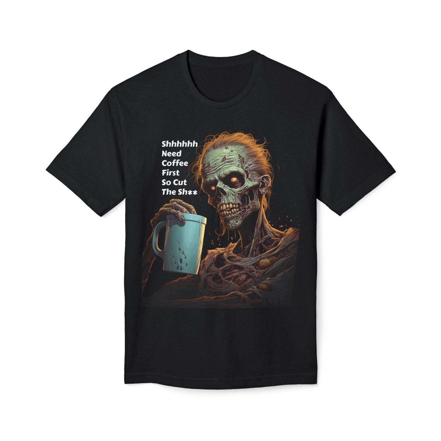 Zombie Skeleton Coffee T-Shirt — Creepy Morning Brew Graphic Tee
