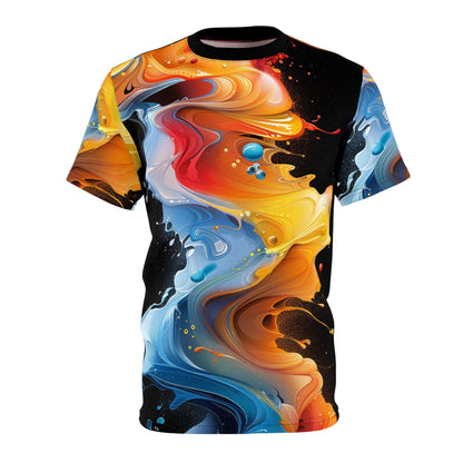 Abstract Colorwave Tee — All-Over Print Fluid Art T-Shirt