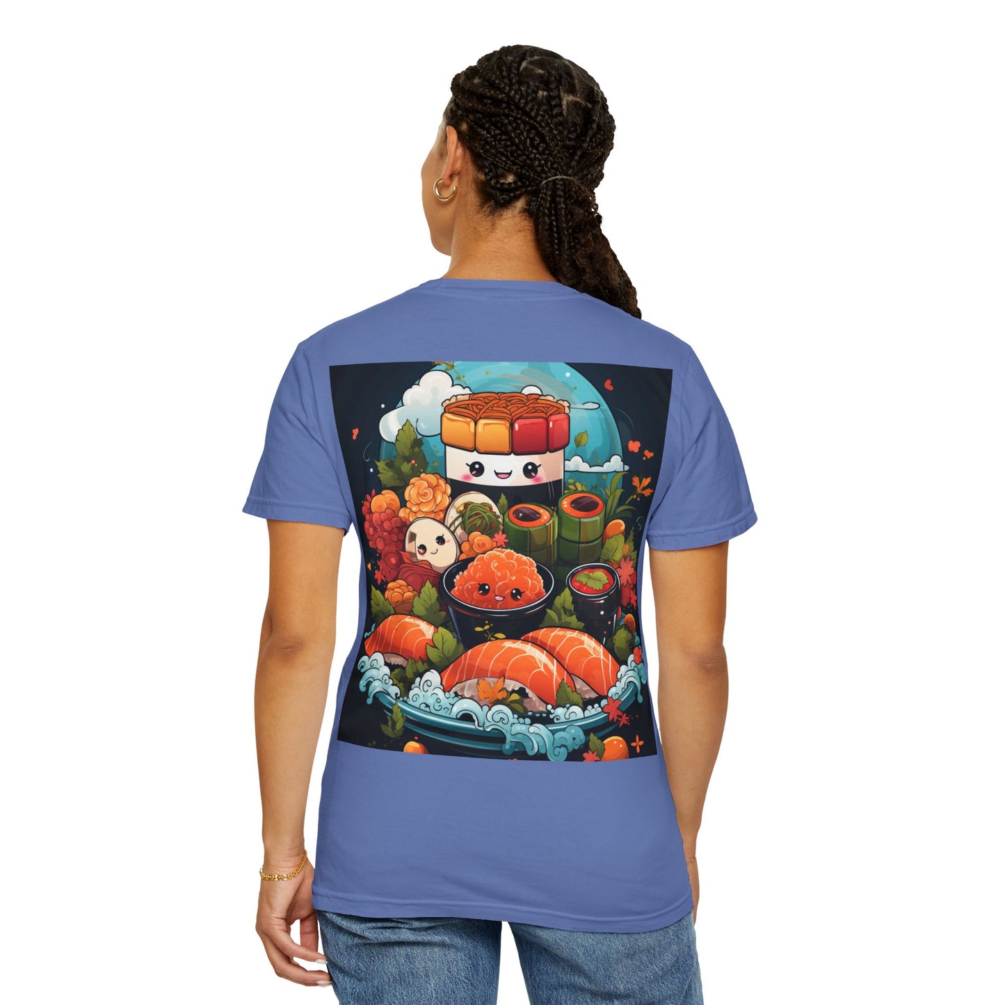 Cute Sushi Unisex T-Shirt, Fun Foodie Tee, Anime Sushi Art Shirt, Gift for Sushi Lovers, Casual Wear, Unique Graphic Tee