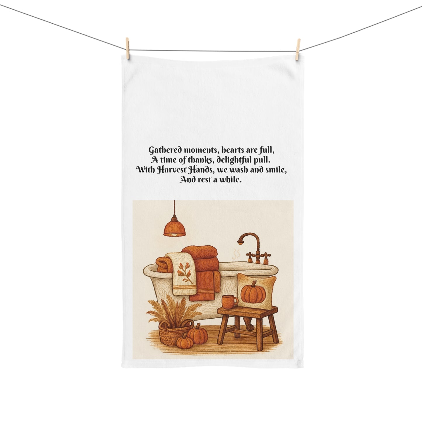 Rustic Autumn Hand Towel, Fall Decor, Bathroom Essentials, Thanksgiving Gift, Cozy Home Accessory