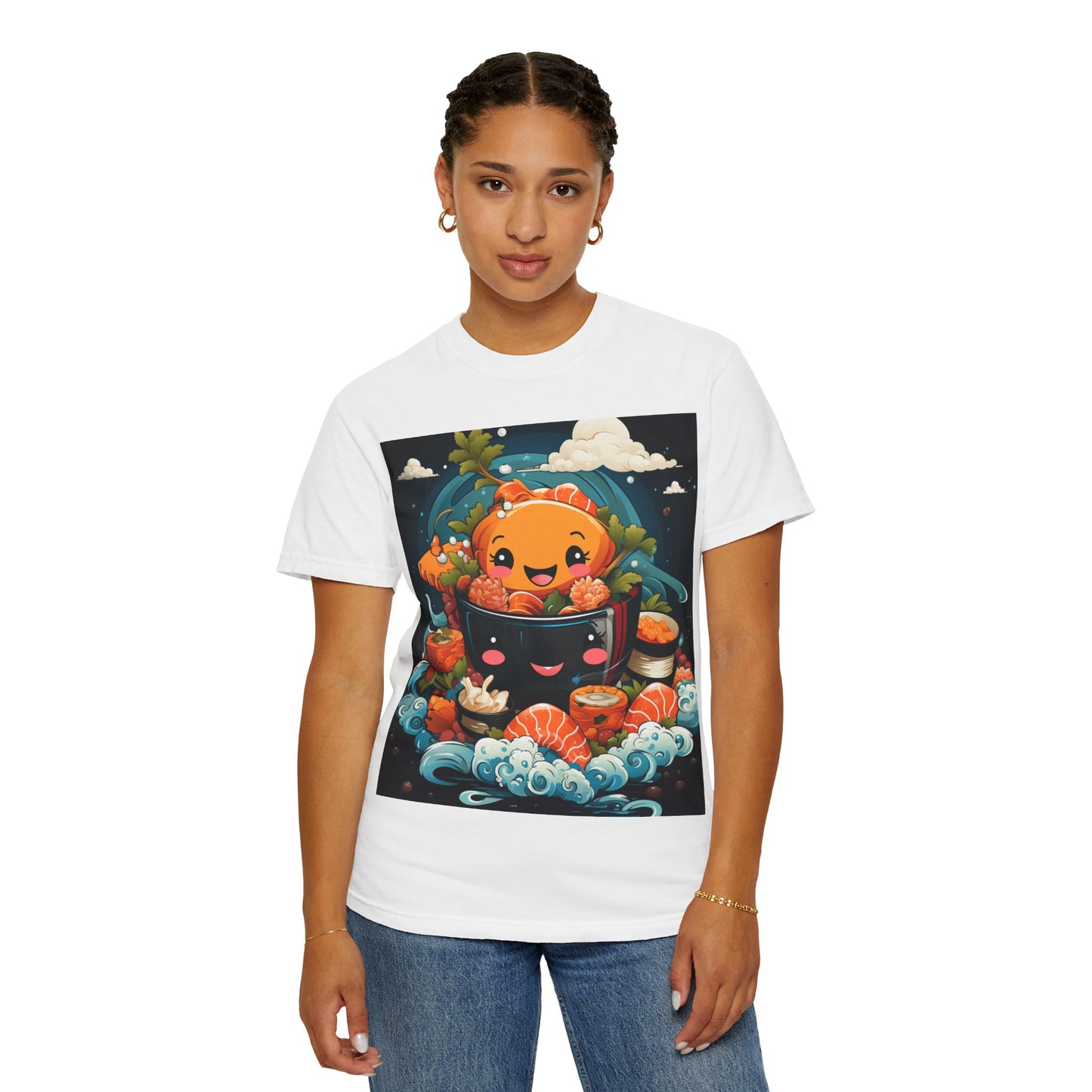 Cute Sushi Unisex T-Shirt, Fun Foodie Tee, Anime Sushi Art Shirt, Gift for Sushi Lovers, Casual Wear, Unique Graphic Tee