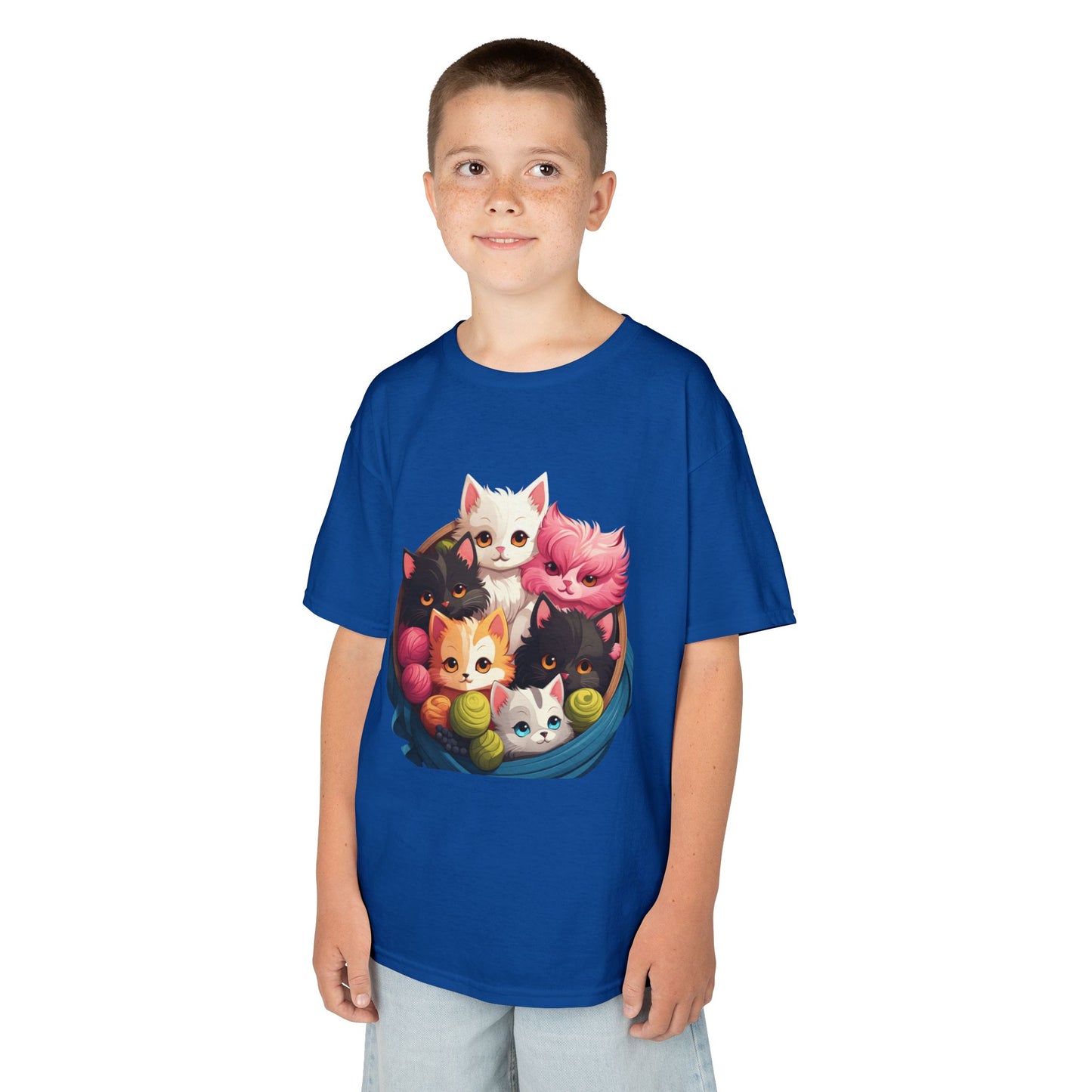 Adorable Cat-Themed Kids Heavy Cotton Tee - Perfect for Animal Lovers, Birthday Gifts, Everyday Wear, Celebration Attire, Cat Enthusiasts