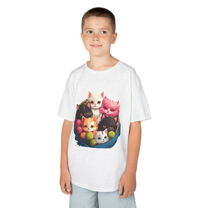 Adorable Cat-Themed Kids Heavy Cotton Tee - Perfect for Animal Lovers, Birthday Gifts, Everyday Wear, Celebration Attire, Cat Enthusiasts