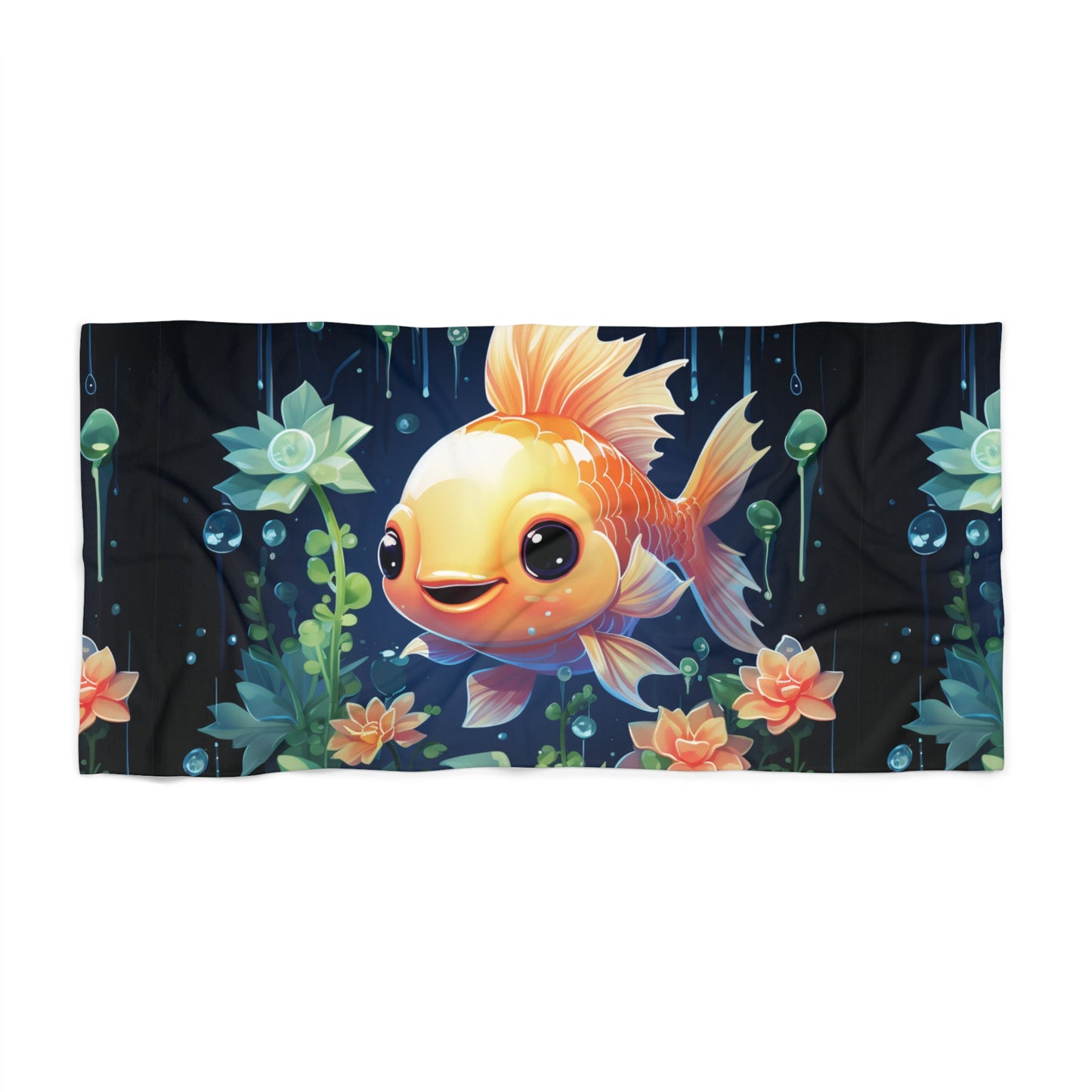 Whimsical Goldfish Beach Towel, Perfect for Summer Days, Pool Parties, Tropical Vacations, Vibrant Art, Fun Gift Idea