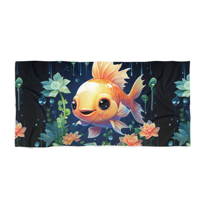 Whimsical Goldfish Beach Towel, Perfect for Summer Days, Pool Parties, Tropical Vacations, Vibrant Art, Fun Gift Idea