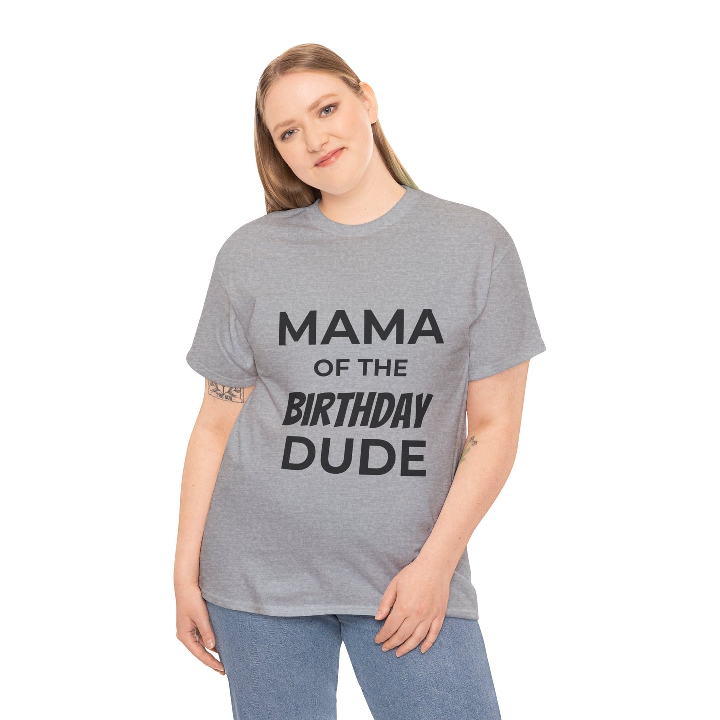 Mama of the Birthday Dude Unisex Heavy Cotton Tee, Birthday Gift Shirt, Mama Tee, Funny Mom T-Shirt, Family Celebration Shirt