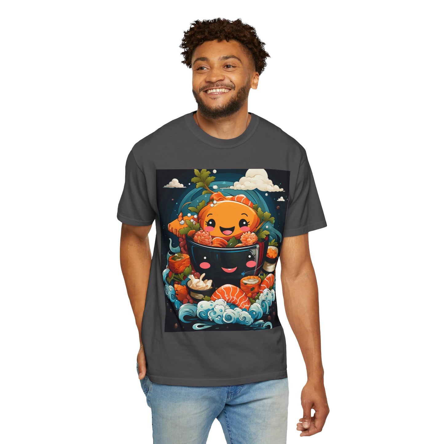 Cute Sushi Unisex T-Shirt, Fun Foodie Tee, Anime Sushi Art Shirt, Gift for Sushi Lovers, Casual Wear, Unique Graphic Tee