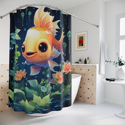Whimsical Goldfish Shower Curtain, Fun Bathroom Decor, Kids Bathroom Accessory, Gift for Fish Lovers, Playful Home Decor
