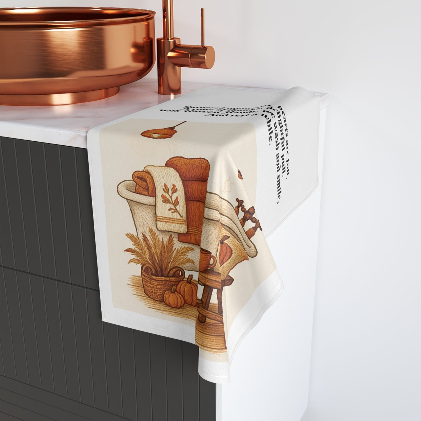 Rustic Autumn Hand Towel, Fall Decor, Bathroom Essentials, Thanksgiving Gift, Cozy Home Accessory