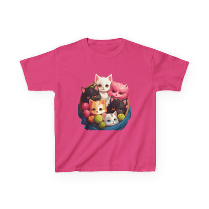 Adorable Cat-Themed Kids Heavy Cotton Tee - Perfect for Animal Lovers, Birthday Gifts, Everyday Wear, Celebration Attire, Cat Enthusiasts