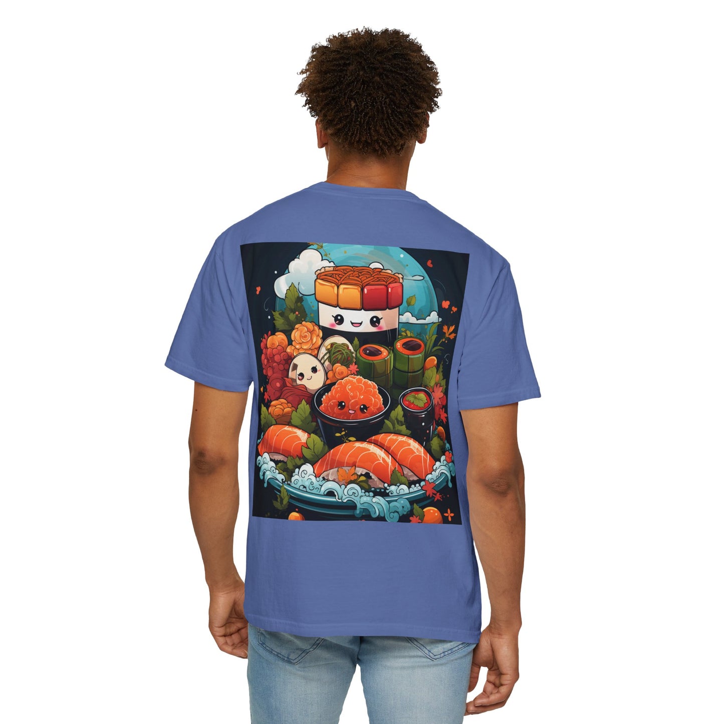 Cute Sushi Unisex T-Shirt, Fun Foodie Tee, Anime Sushi Art Shirt, Gift for Sushi Lovers, Casual Wear, Unique Graphic Tee