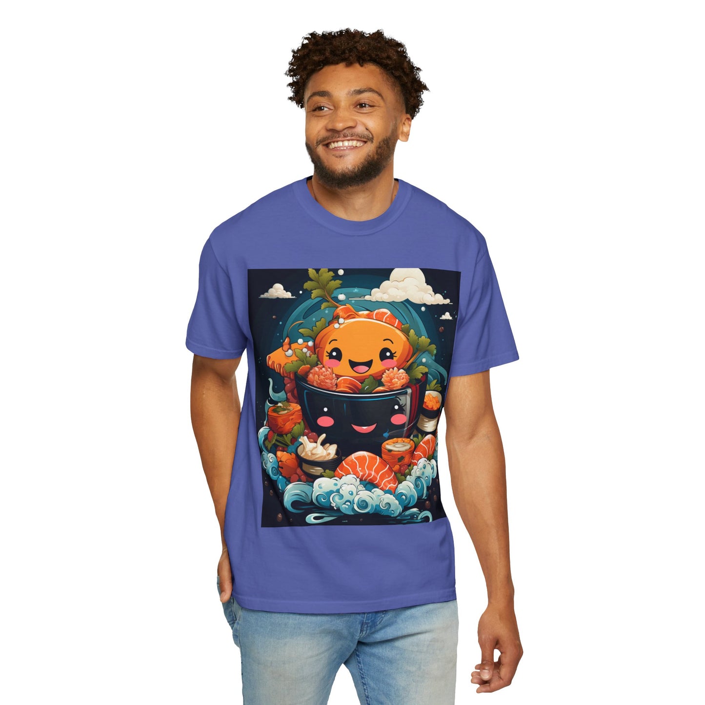 Cute Sushi Unisex T-Shirt, Fun Foodie Tee, Anime Sushi Art Shirt, Gift for Sushi Lovers, Casual Wear, Unique Graphic Tee