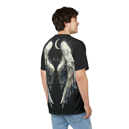 Eye of the Storm Graphic Tee — Blue Abstract Portrait All-Over Print