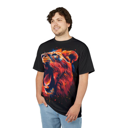 Roaring Neon Lion T-Shirt – Vibrant Wildlife Graphic Tee