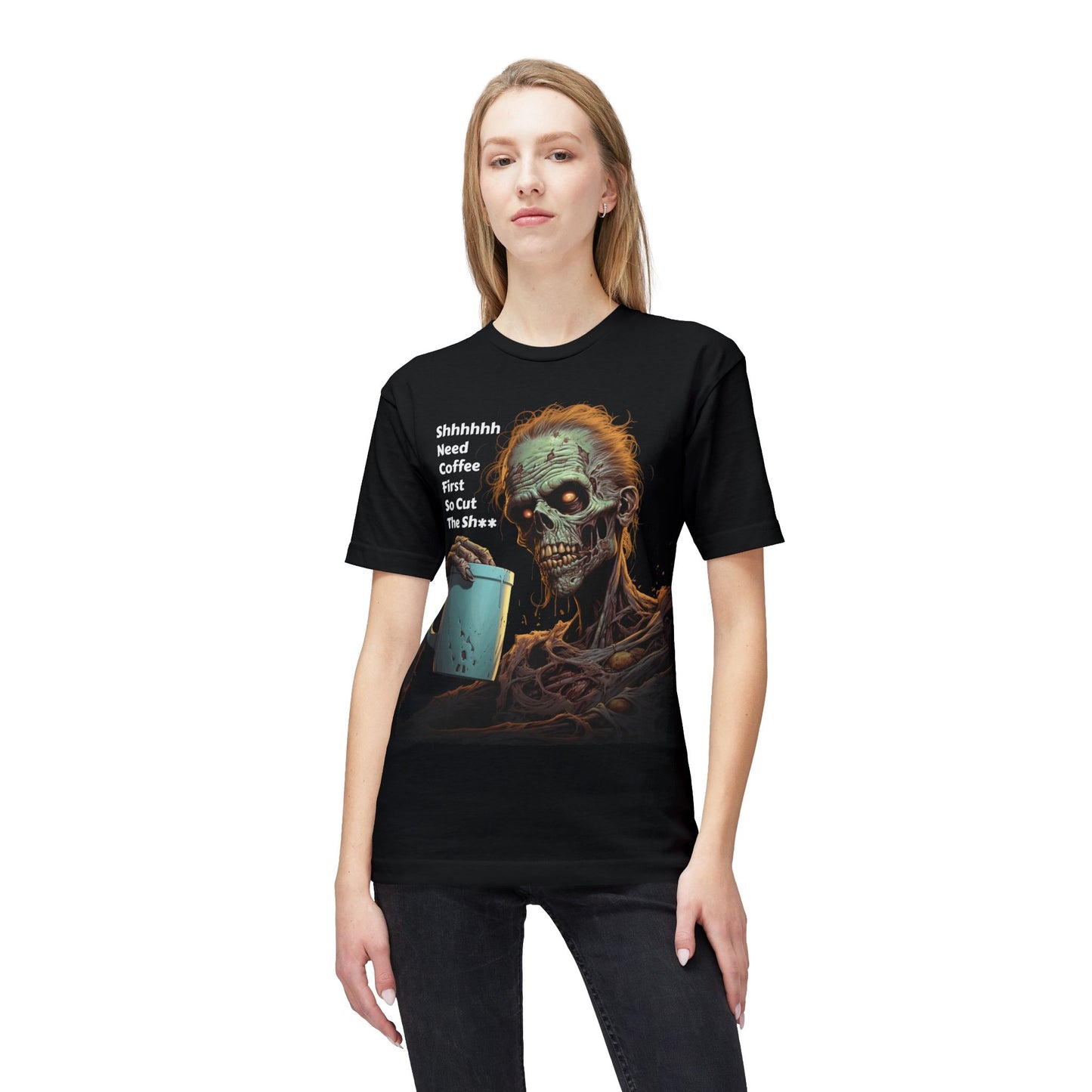 Zombie Skeleton Coffee T-Shirt — Creepy Morning Brew Graphic Tee