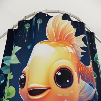 Whimsical Goldfish Shower Curtain, Fun Bathroom Decor, Kids Bathroom Accessory, Gift for Fish Lovers, Playful Home Decor