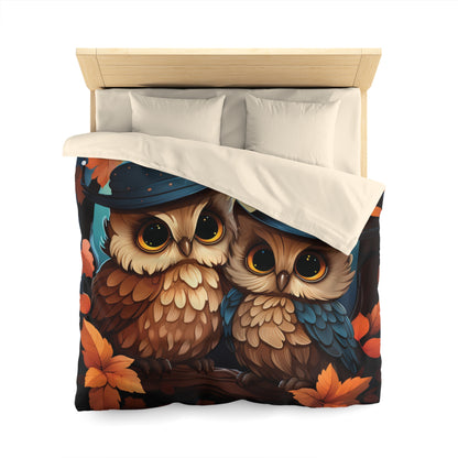 Whimsical Owl Duvet Cover - Cozy Home Decor, Bedroom Makeover, Cute Bedding for Nature Lovers, Autumn Vibes, Gifts for Animal Lovers